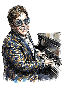 Elton John playing the piano