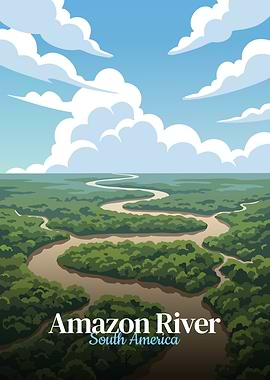 Amazon River South America Illustration