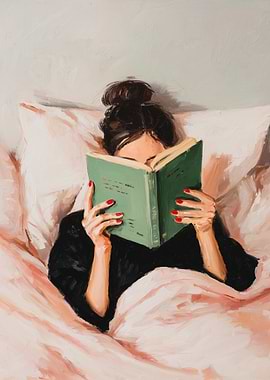 Woman Reading in Bed Painting