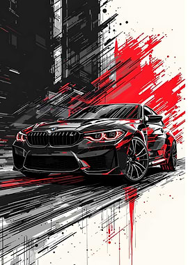 Black BMW M4 with Red Accents