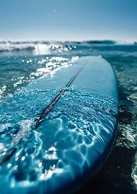 Surfboard in Ocean Water