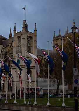Westminster Abbey with Flags