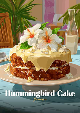 Hummingbird Cake with Hibiscus Flowers