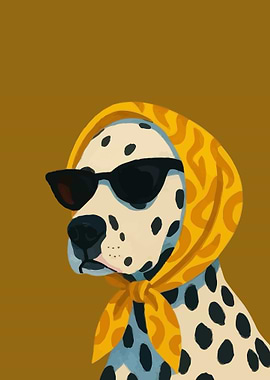 Dalmatian dog with sunglasses and scarf