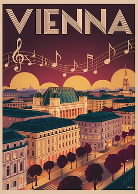 Vienna Cityscape Art Deco Poster