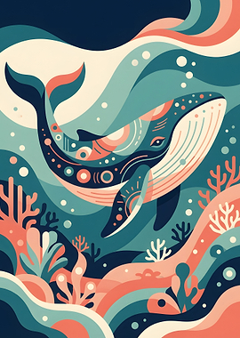 Whale in the Ocean Art