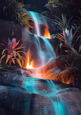 Fire and Water Fantasy Landscape