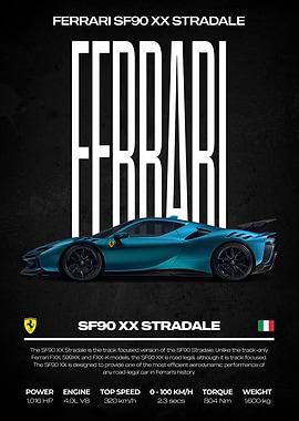 Ferrari SF90 XX Stradale Car Poster