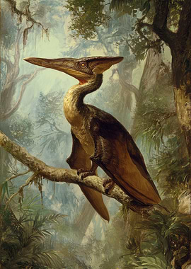 Pterodactyl in Jungle Painting