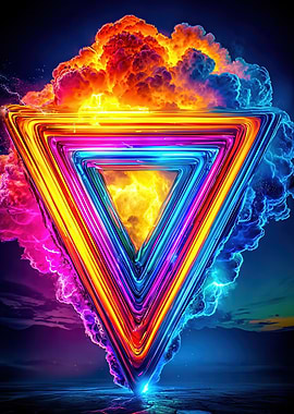 Colorful Triangle with Explosive Background