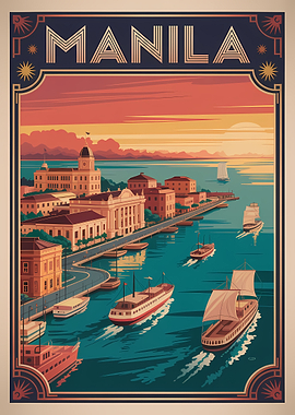 Manila travel poster art deco style