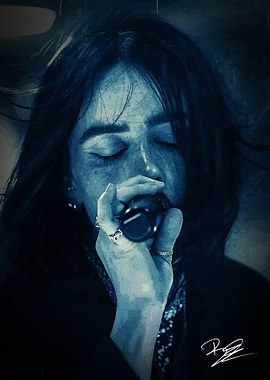 Monochromatic Portrait of a Woman with Ring