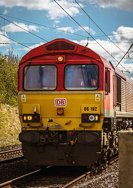 Red and Yellow Class 66 Locomotive