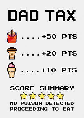Dad Gift Tax Pixel Art Food Score