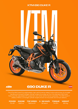 KTM 690 Duke R Motorcycle Poster