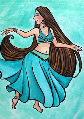 Belly Dancer in Turquoise Dress