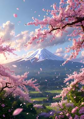 Mount Fuji with Cherry Blossoms