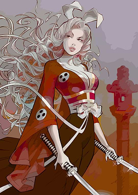 Bunny Girl Samurai with Dual Swords