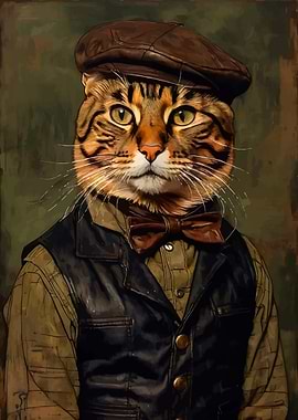 Dapper Industrial Era Cat Portrait