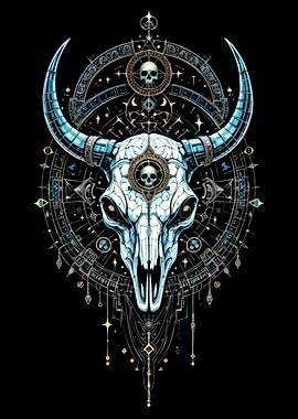 Mystic Bull Skull Art