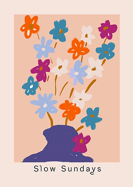 Colorful Floral Still Life with Text