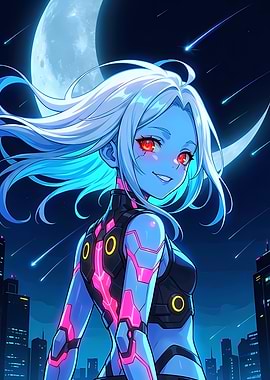 Anime Girl with Red Eyes