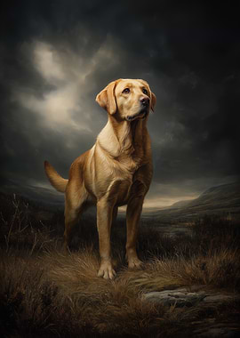 Golden Labrador Portrait in Landscape
