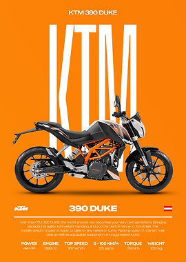 KTM 390 Duke Motorcycle Poster