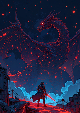 Dragon and Knight Fantasy Art