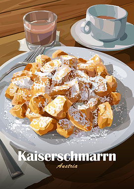 Kaiserschmarrn Austria Dessert Illustration