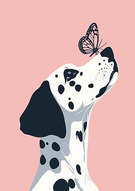 Dalmatian with Butterfly on Nose