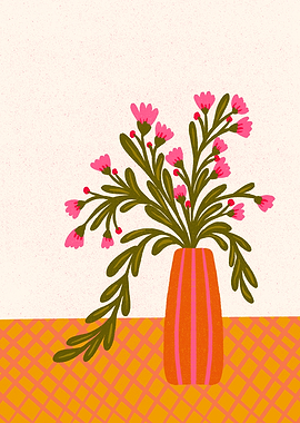 Delicate Pink Flowers in a Vase