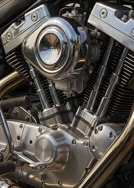 Motorcycle Engine Close-Up