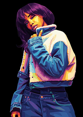 Stylish SZA in Denim Jacket Portrait