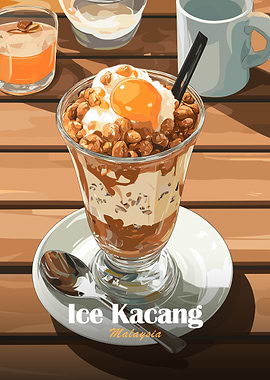 Ice Kacang Malaysia Dessert Illustration