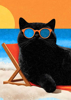 Cool Cat on Beach