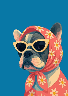 Dog with Scarf and Sunglasses