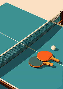 Table Tennis Still Life Illustration