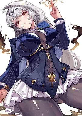 Anime Girl in Dark Blue Outfit