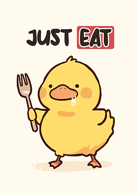 Cute Duck with Fork - Just Eat