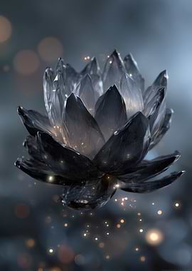 Crystal Lotus Flower with Bokeh Lights