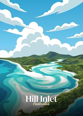 Hill Inlet Australia Landscape Illustration