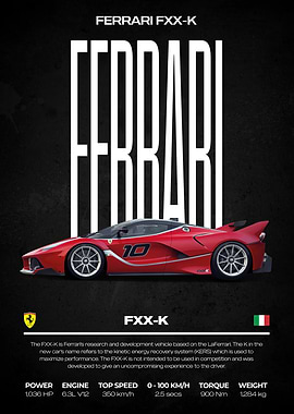 Ferrari FXX-K Red Sports Car Poster