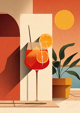 Aperol Spritz Cocktail Illustration