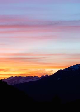 Mountain Sunset with Colorful Sky