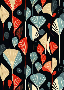 Abstract Art Deco Floral Pattern