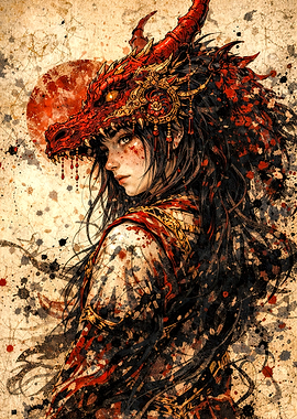 Dragon Headdress Girl Digital Art