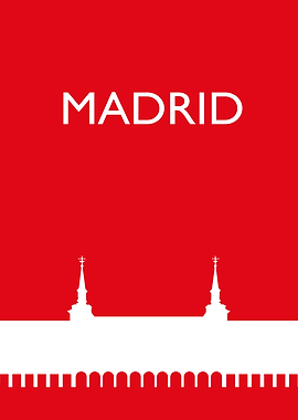 Madrid Skyline Minimalist Red and White