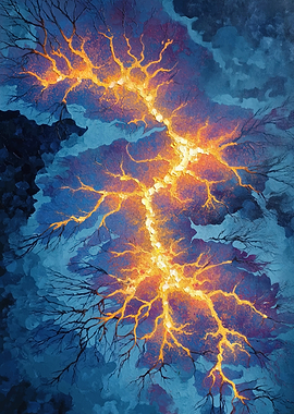 Abstract Tree Branches with Glowing Light