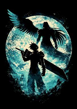 Cloud and Sephiroth Silhouette Art